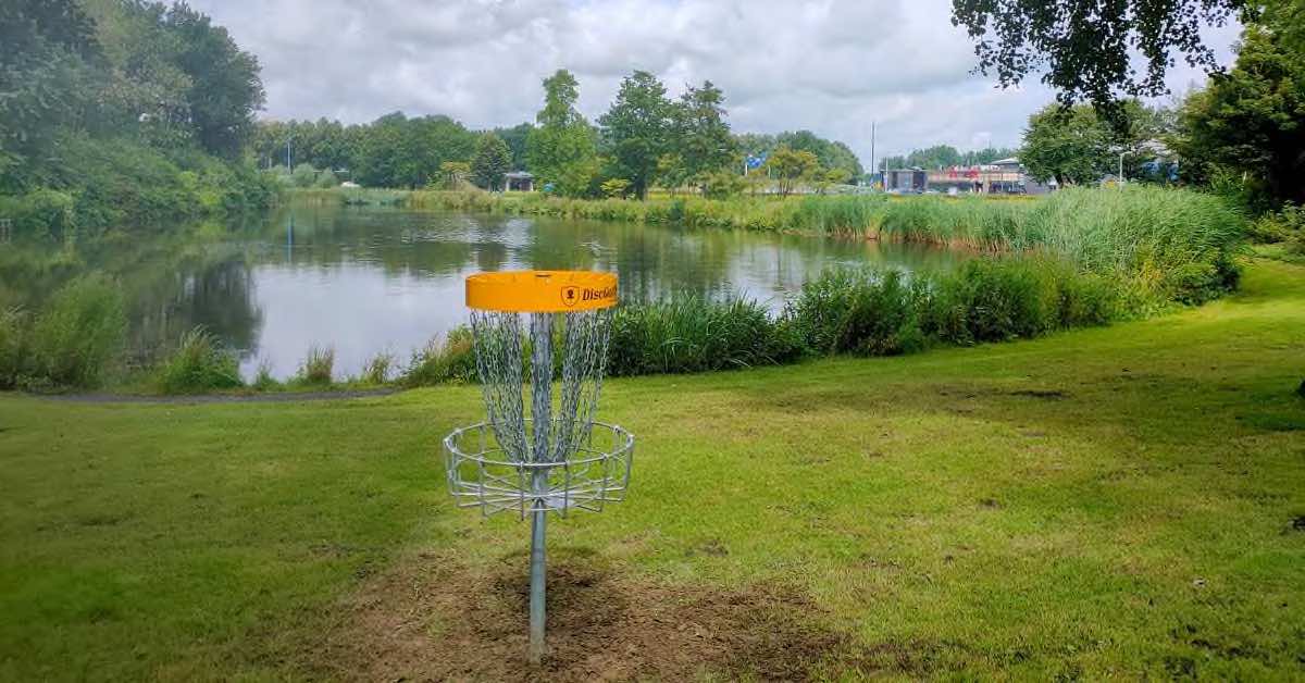 basket in front of a small body of water