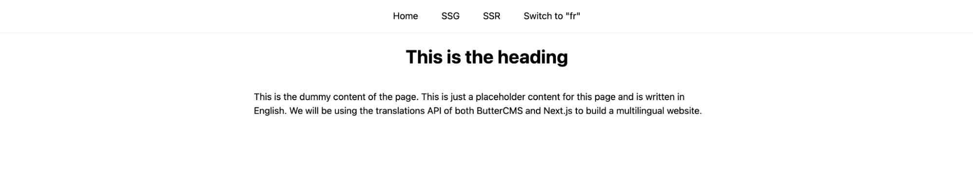 Screenshot: This is a heading page with a top navbar
