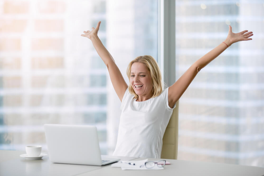 Woman happy about title loans option
