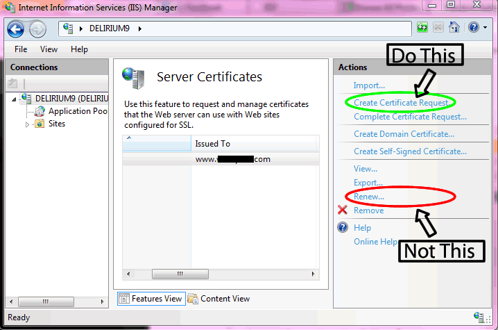 how to create a ssl certificate in iis 7