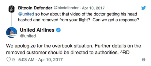 united airlines tweet response screencap