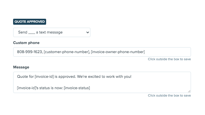 Printavo's Status Change Notification for multiple phone numbers.