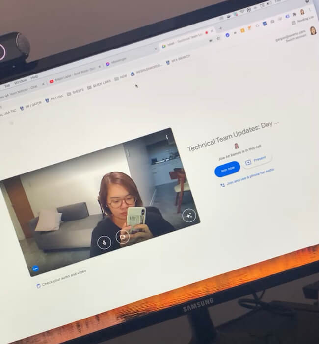 Google Meet screenshot for Gwe's last day announcement