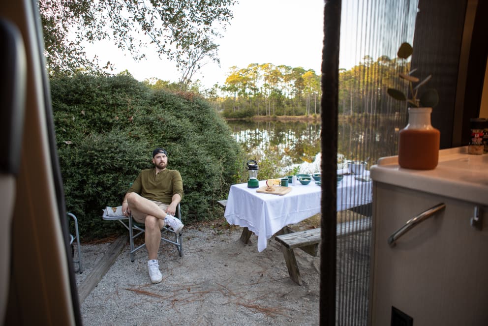 man sitting outside thor tellaro in florida