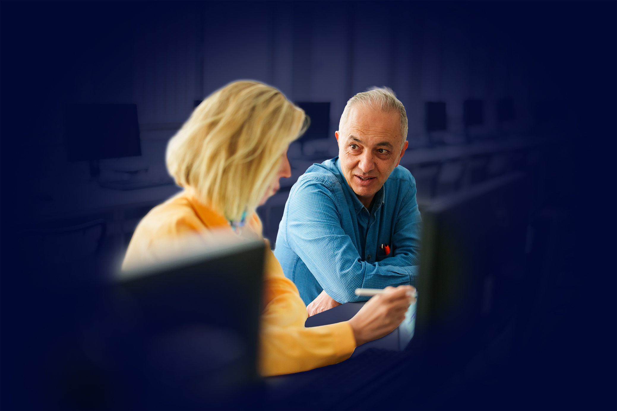 Instructor working with a student