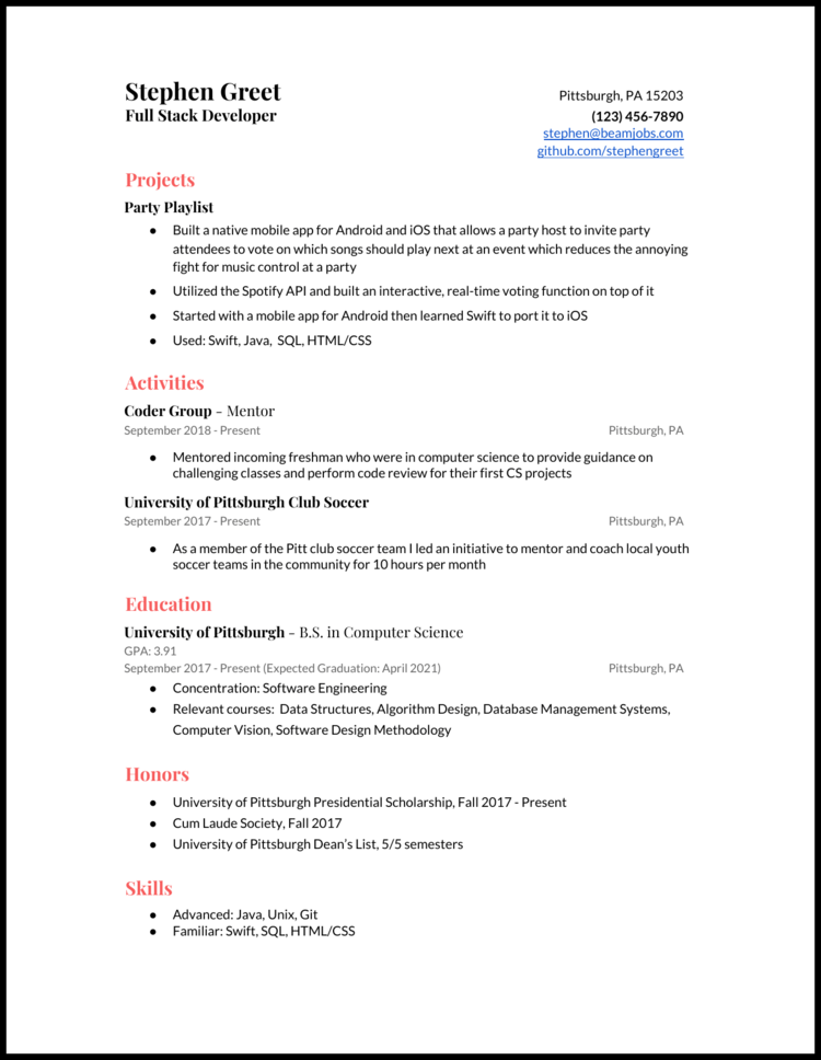 4 Computer Science Cs Resume Examples For 2020