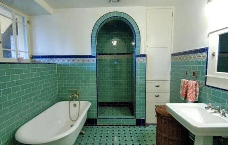 Single Frameless Shower Door For Art Deco Bathroom