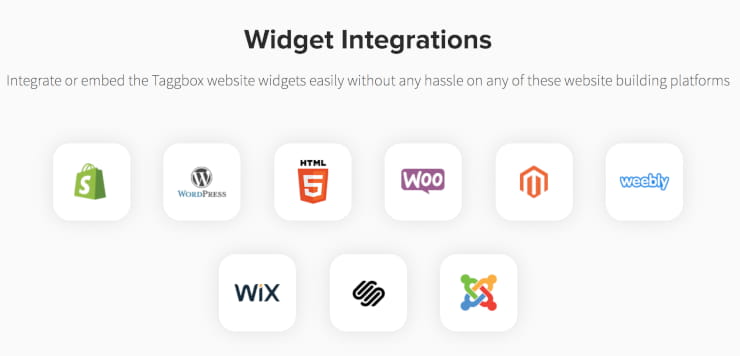Taggbox widget integrations