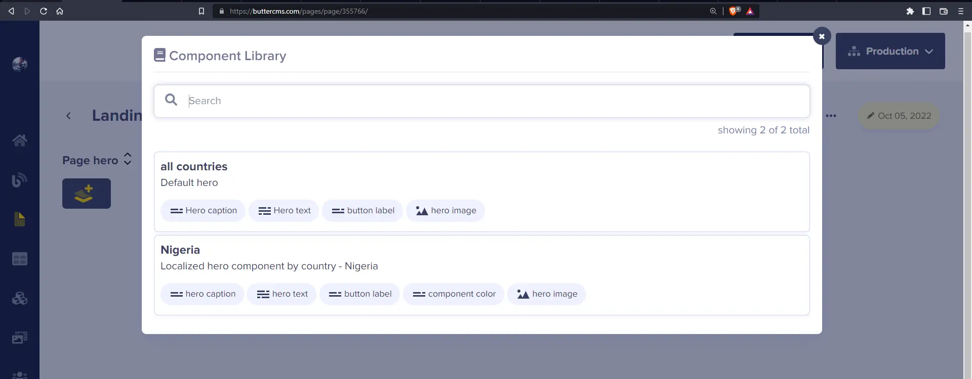 All countries and Nigeria components in the component library.