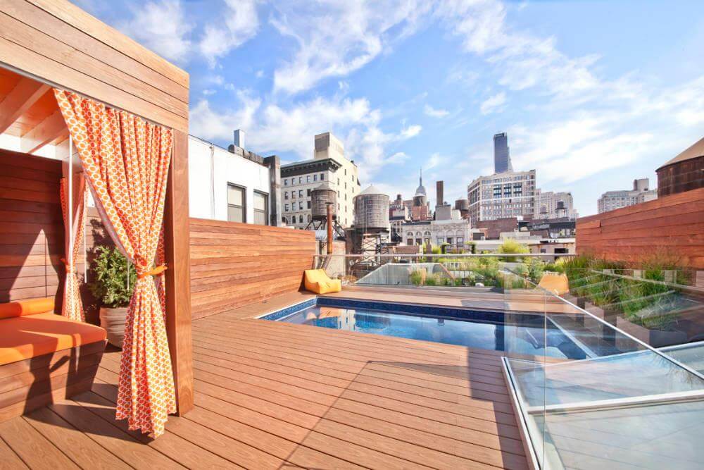 small house with rooftop pool