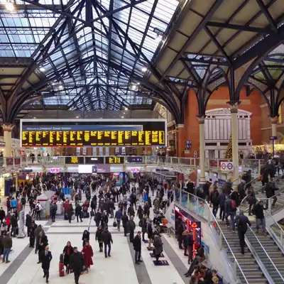 Busy train terminal.