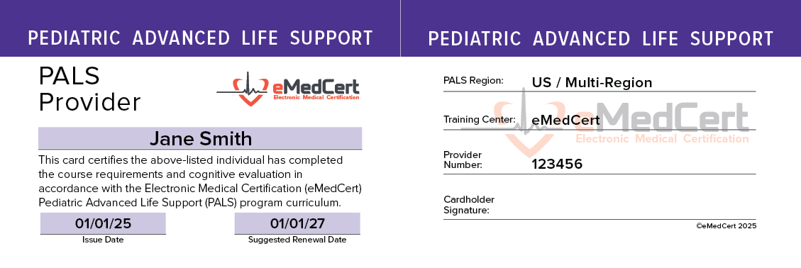 support | pals card example