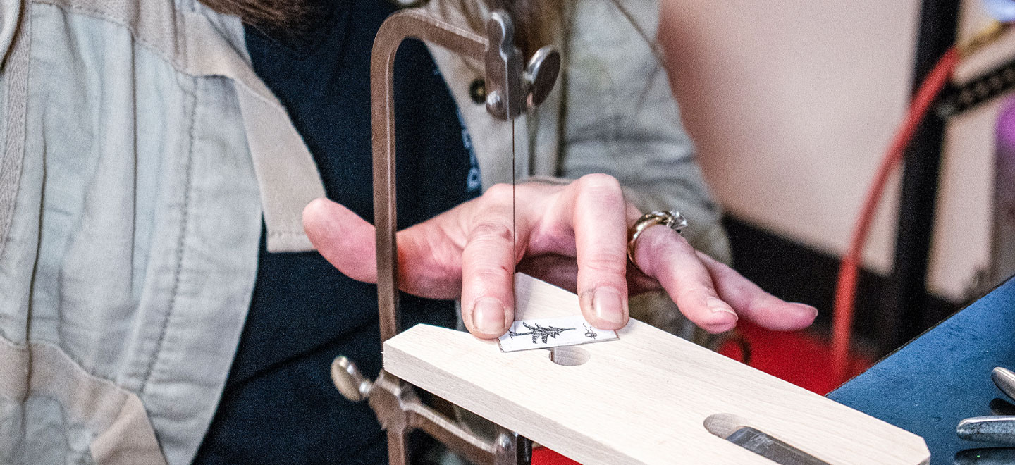 Julie Sanford is the Halstead Catalog featured metalsmith! She stopped by and gave us some great tips for sawing in the jewelry studio.