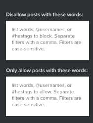 Disallow and Filter Social Media Posts