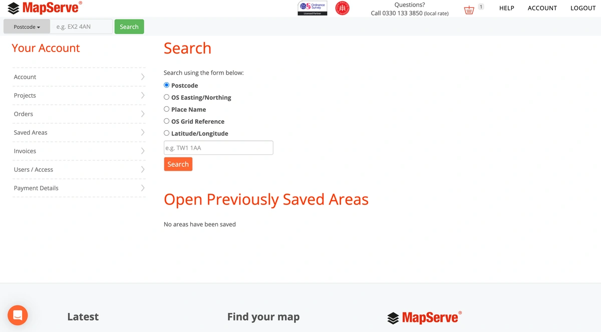 MapServe® search page 