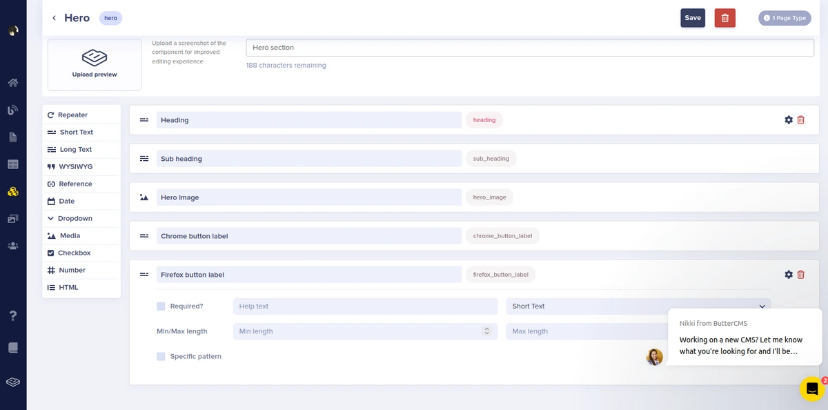 Hero component configuration