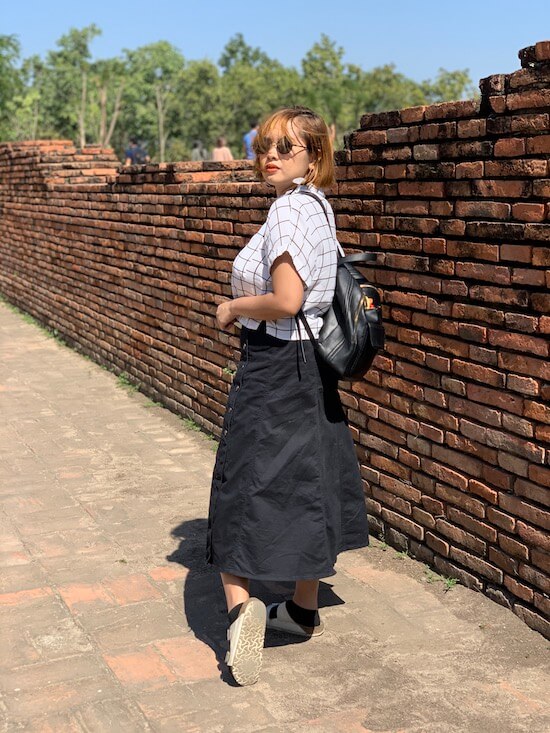 Brick backdrop in Wat Lokayasutharam Ayutthaya