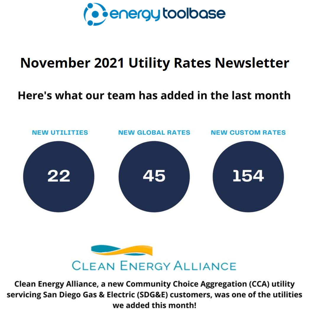 Energy Toolbase November 2021 Utility Rates Newsletter