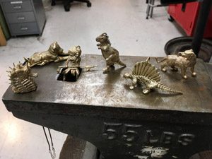 Dinosaur sculptures created by students