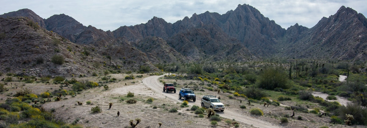 Truck traveling along the El Camino del Diablo in Ajo, AZ