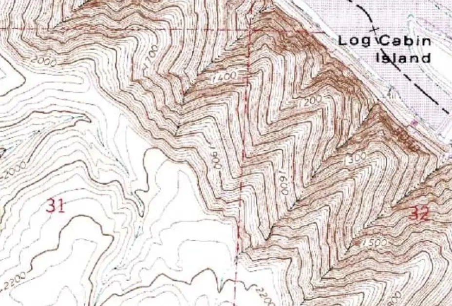 old sample of a topographic map