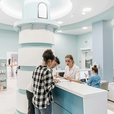 Couple speaking with a doctor