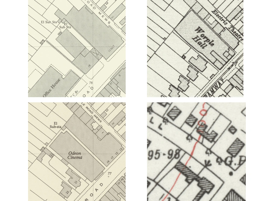 OS historical maps sample of an area in London