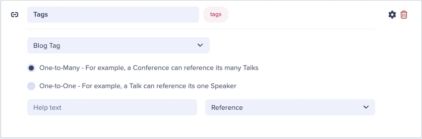 Page schema Tag reference field