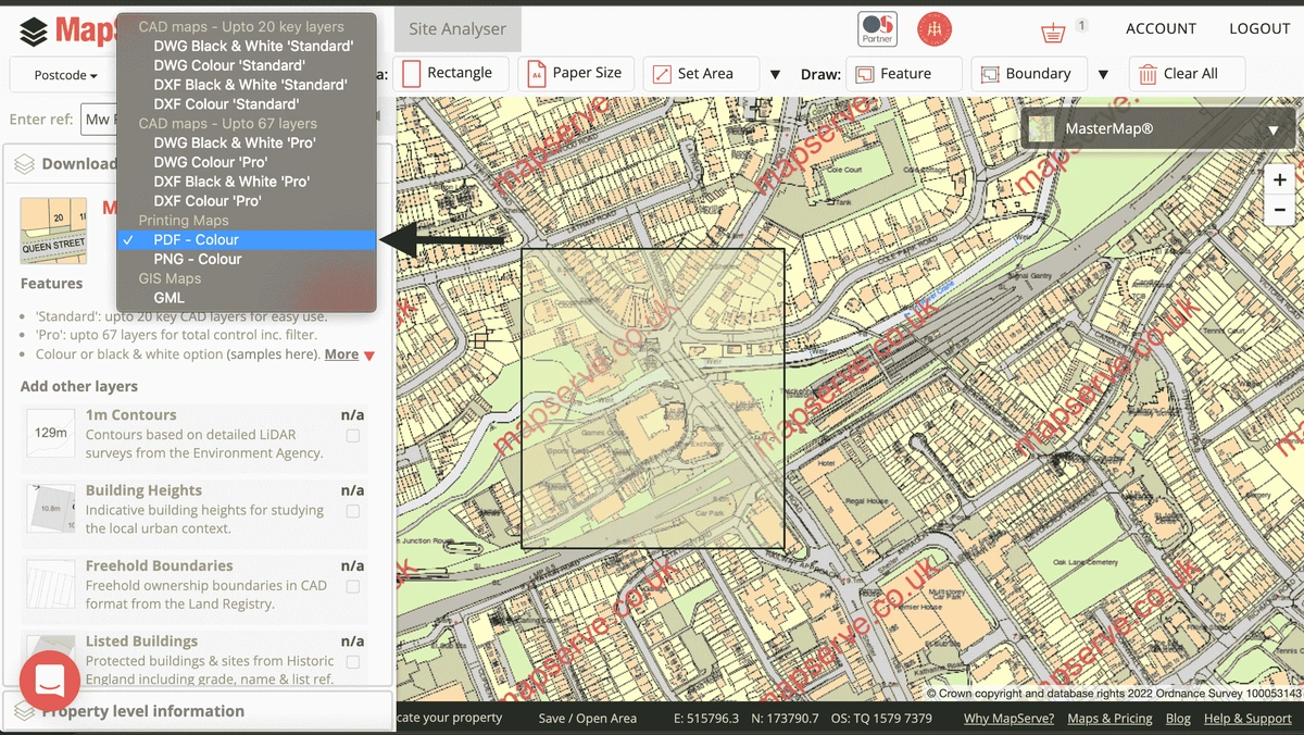 OS MasterMap® formats on MapServe®