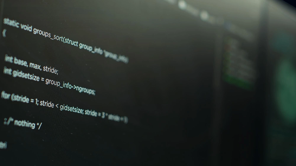 Close-up of computer code on a screen, highlighting technical processes or software development in a cybersecurity or programming context.