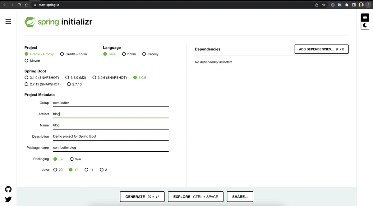 Spring Initializer Interface