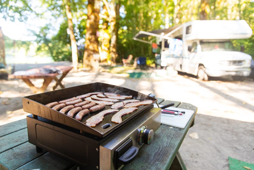 rv campground grilling out