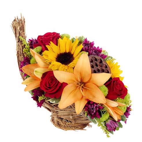 Floral cornucopia bouquet best selling Thanksgiving flowers