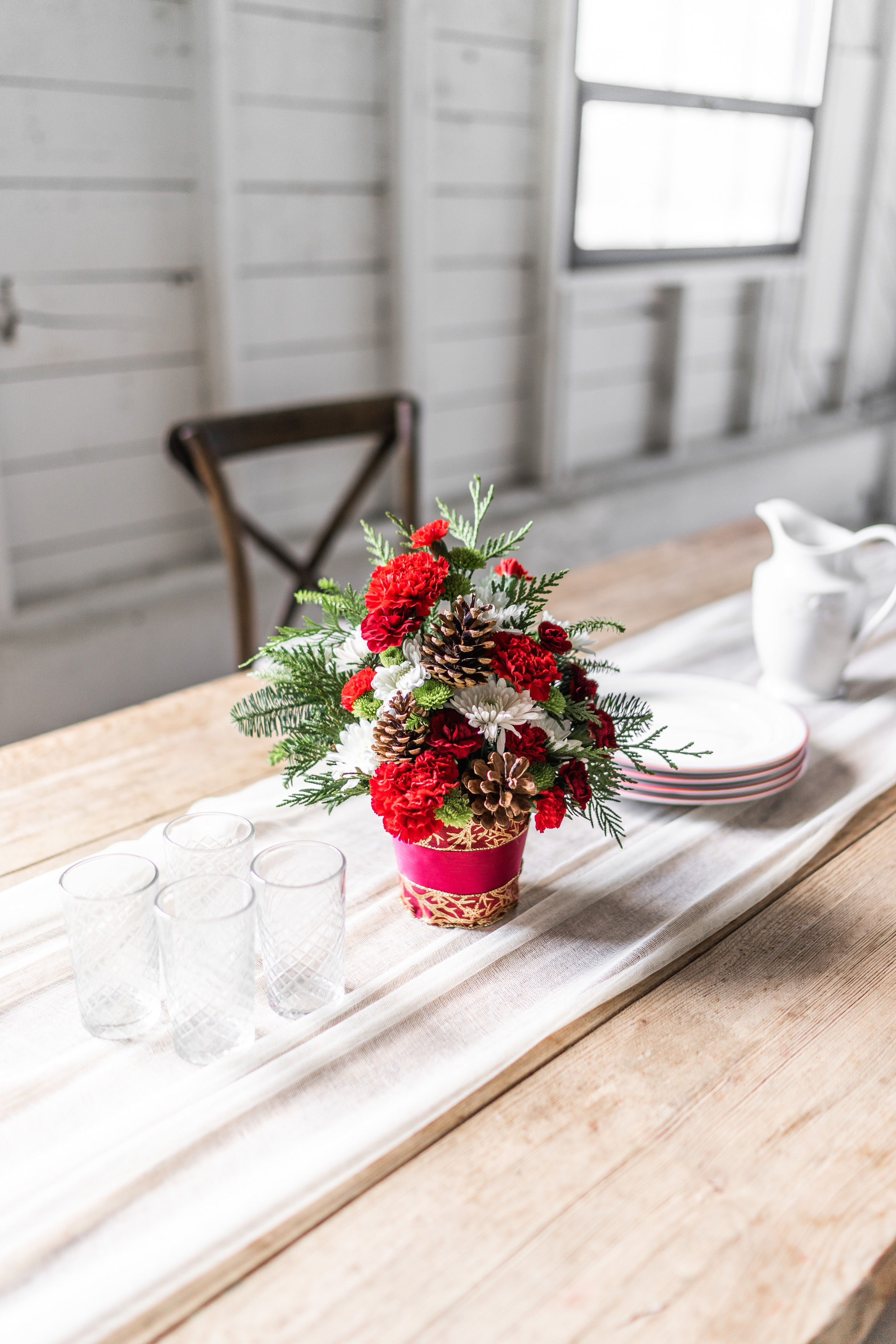 Cute Christmas Centerpiece with Carnations