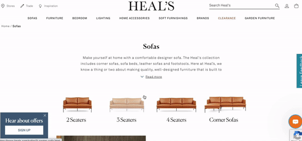 AI Category Pages on Heal's website
