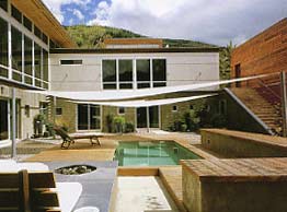 a fully in-ground Endless Pool courtyard installation