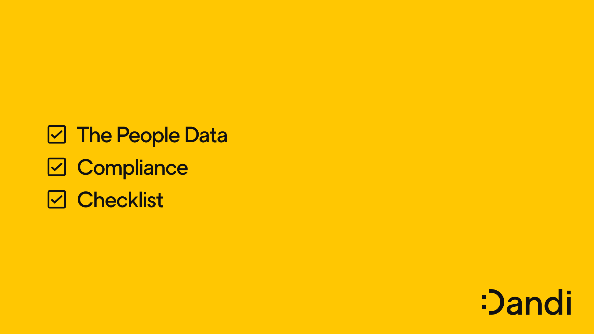A three-row checklist reads "The People Data Compliance Checklist"