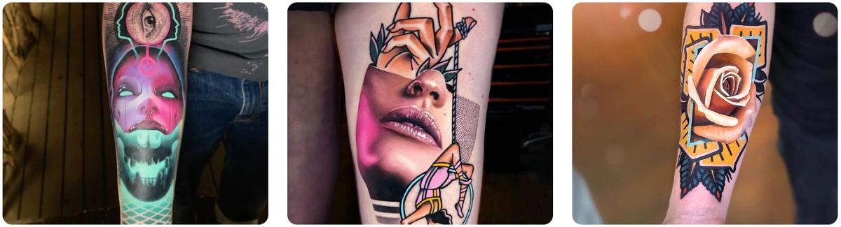 three tattoo examples by tattoo artist chris rigoni