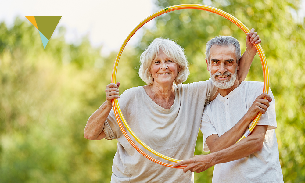 Elderly couple looking happy 