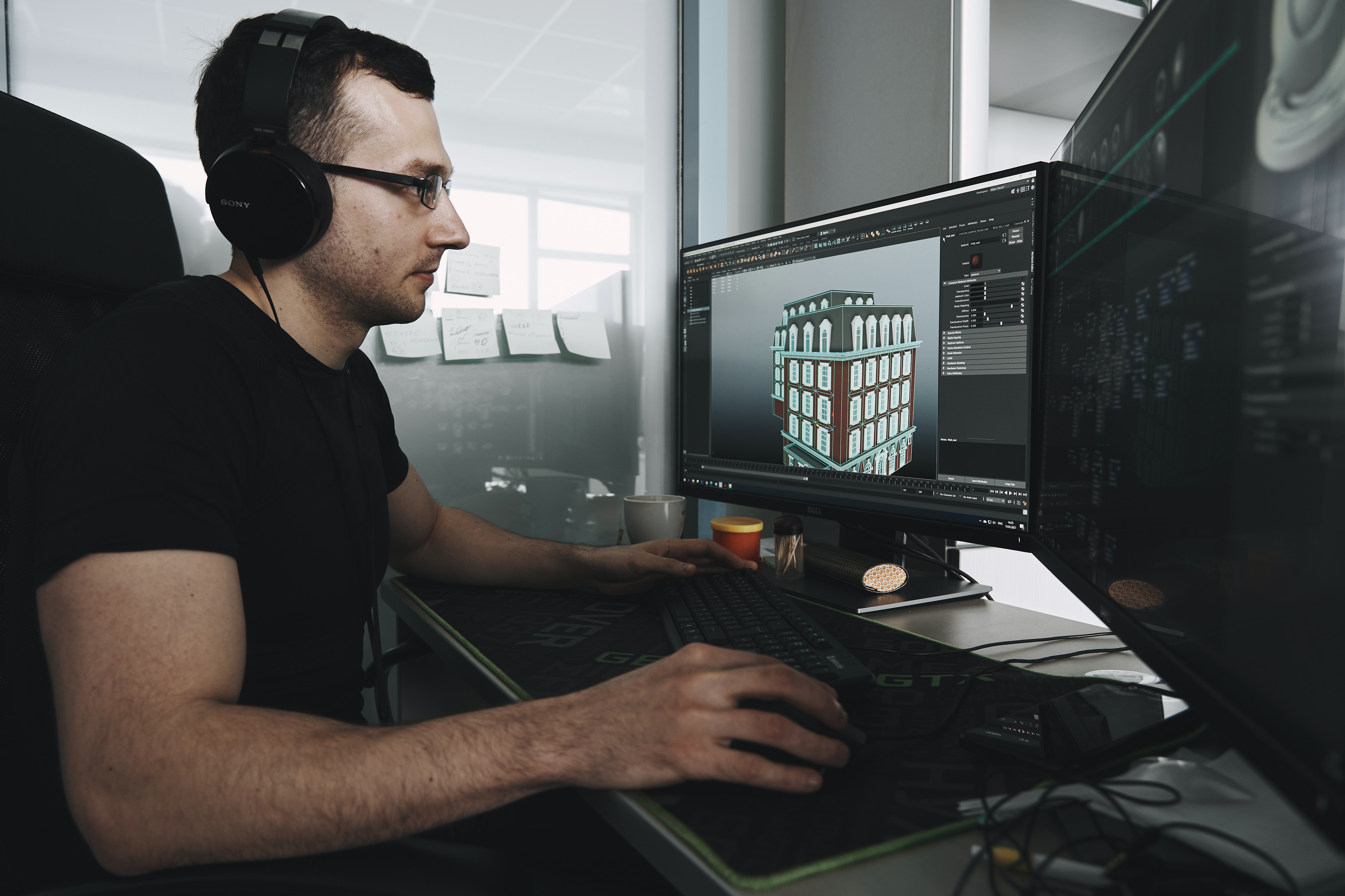 Architect working on 3d model on computer