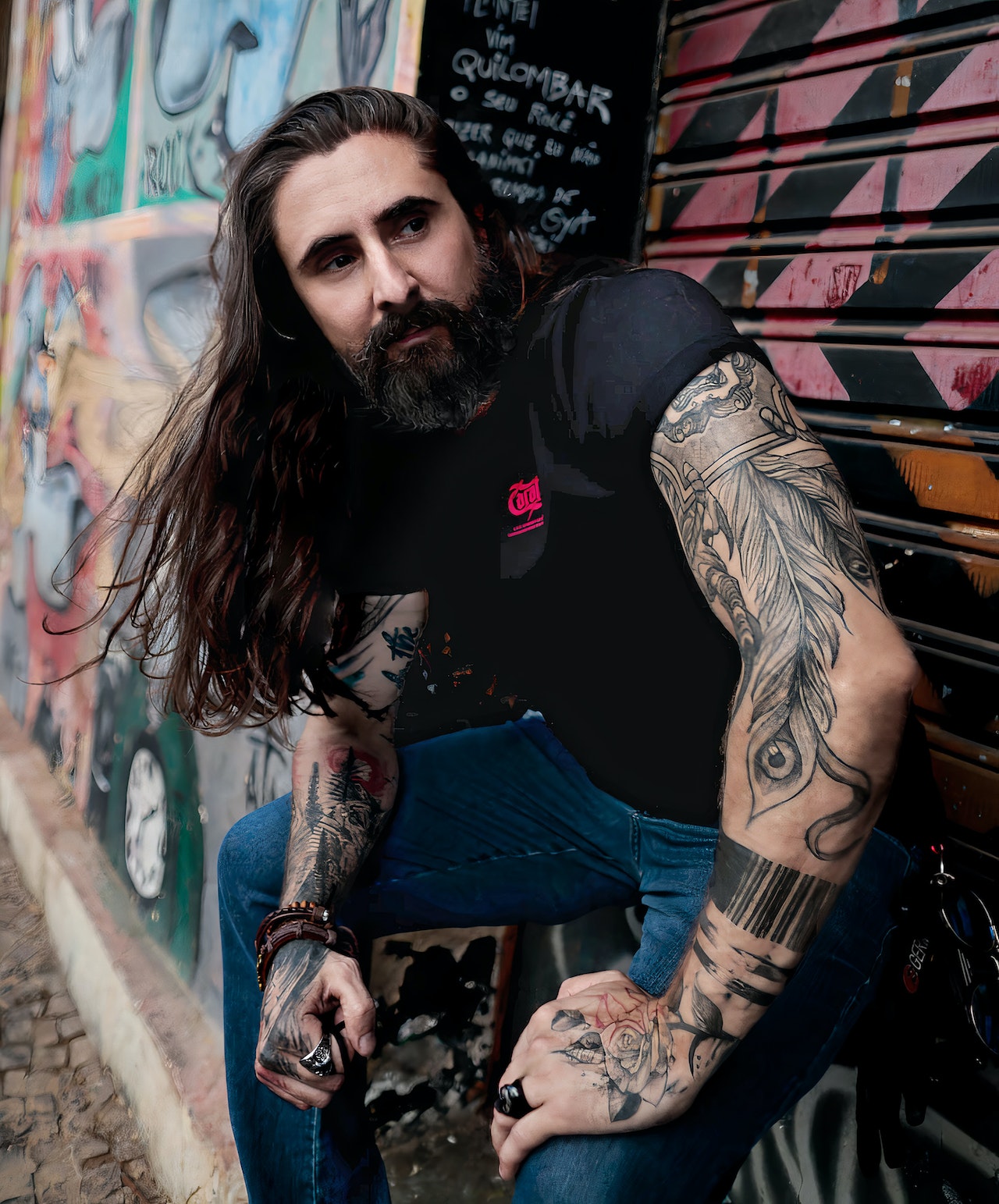 badass bearded tattooed man