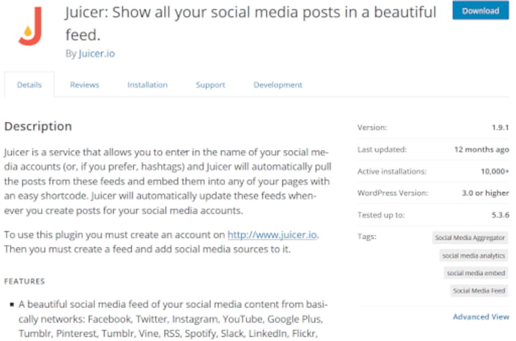 Juicer WordPress social media aggregator