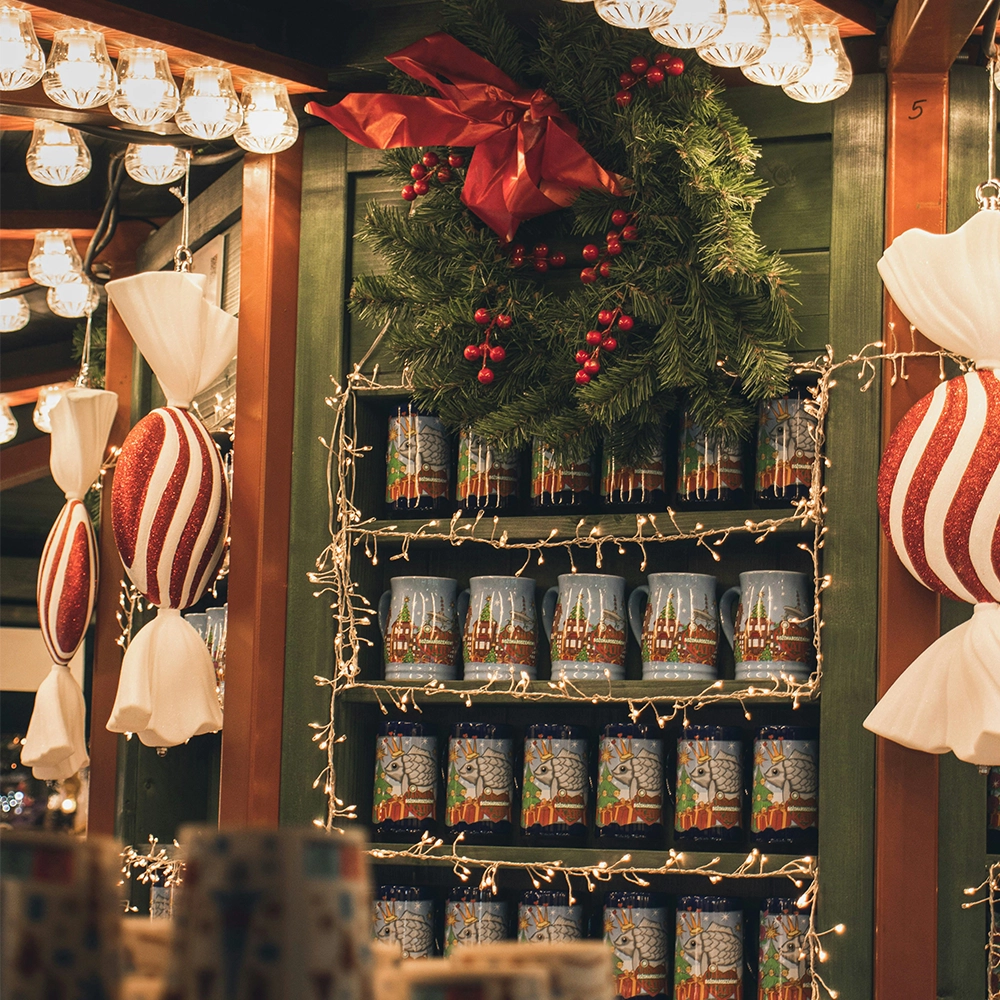 A mulled wine booth at the Christmas market