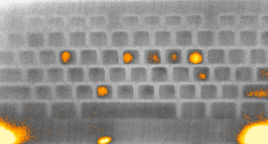 thermal marks on a keyboard