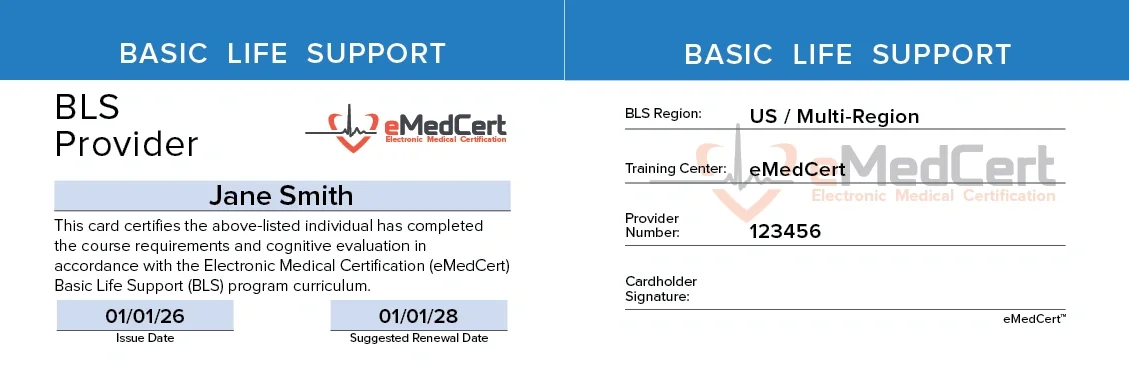 support | bls card example