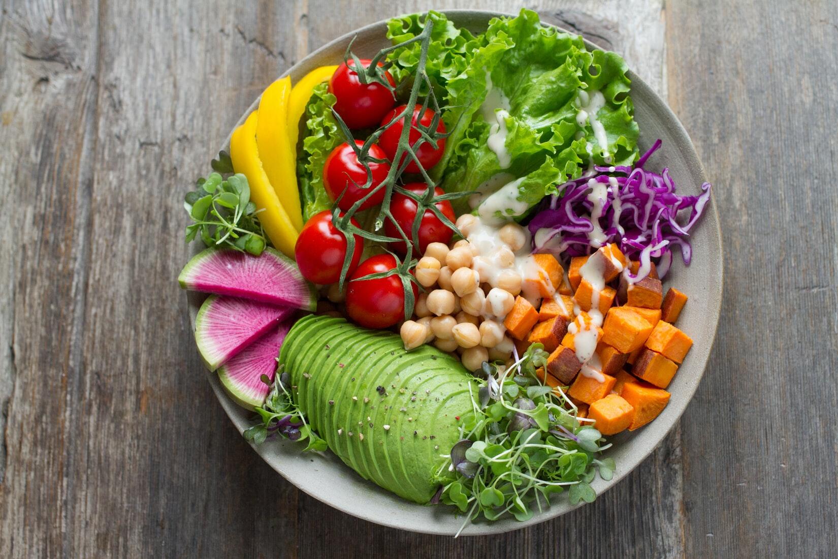 Vegan January celebration, plate of vegetables