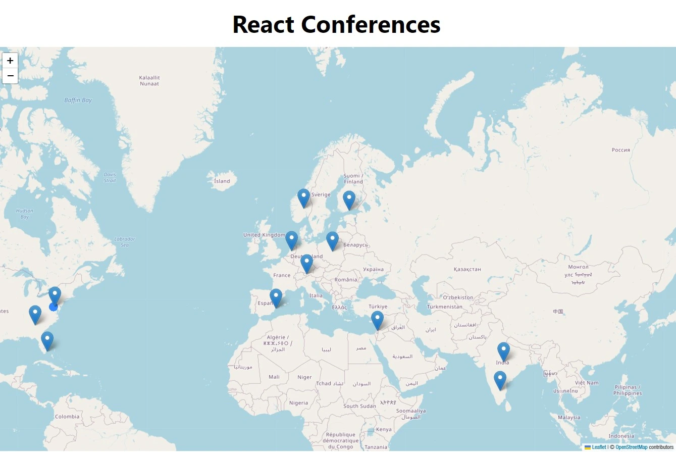 React conferences live site output