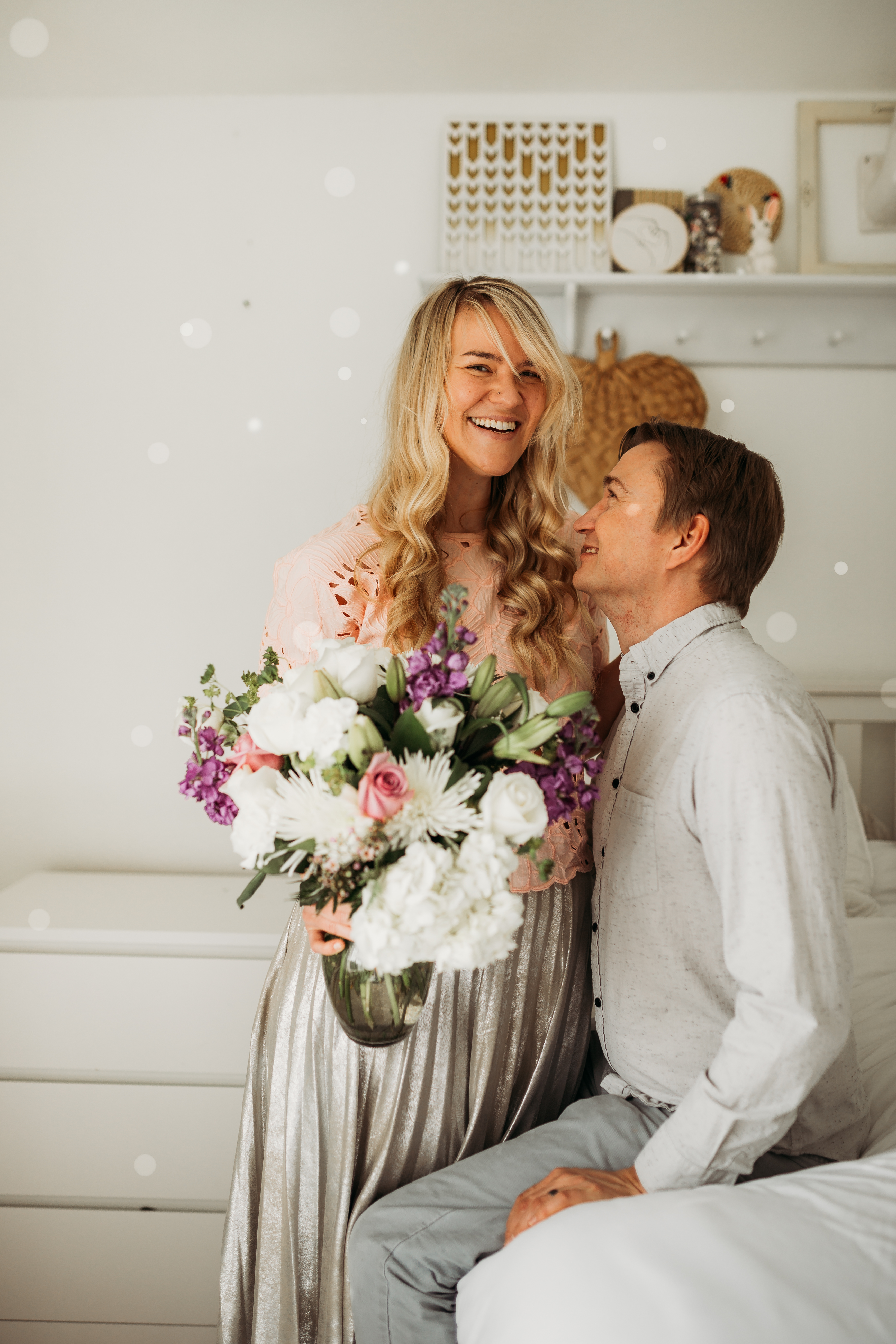 Spouses with Flower Bouquet