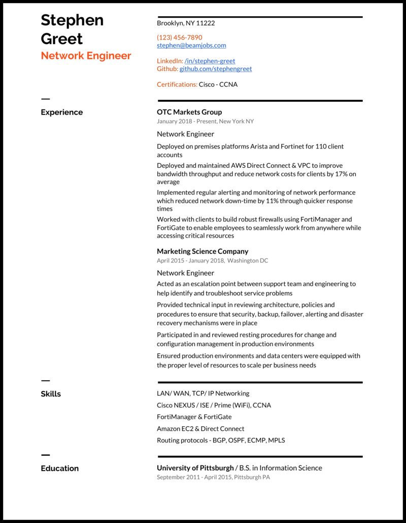 5 Network Engineer Resume Samples That Worked In 2021