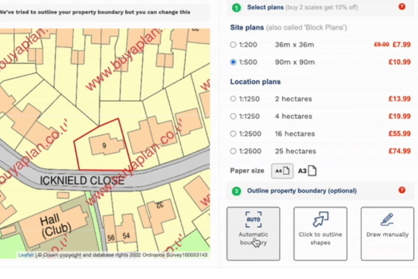 Autoboundary tool on BuyAPlan®